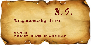Matyasovszky Imre névjegykártya